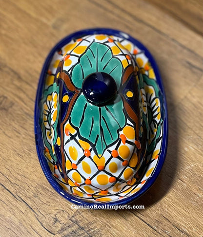 Talavera Pottery Butter Dish Hand Painted TBDMD001
