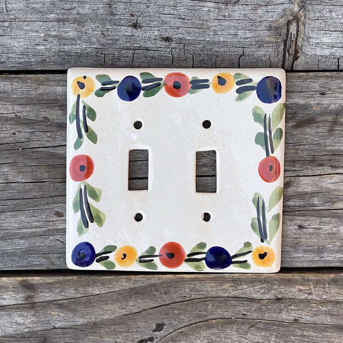 Talavera Pottery Double Toggle Switch Plate TTSPDB016