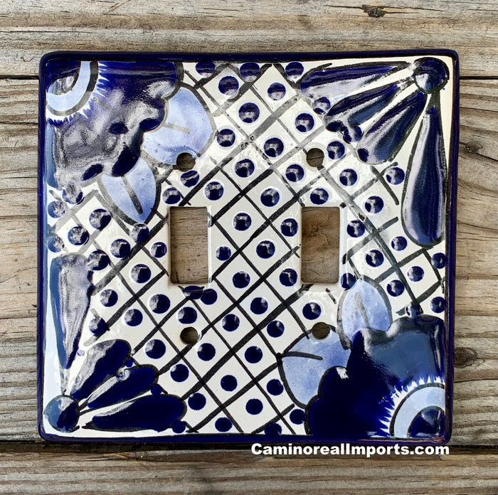 Talavera Pottery Double Toggle Switch Plate TTSPDB021
