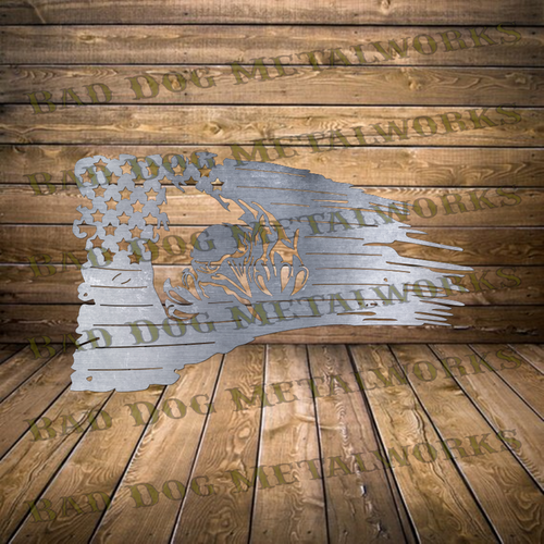 Tattered Flag with Eagle - Dxf and Svg