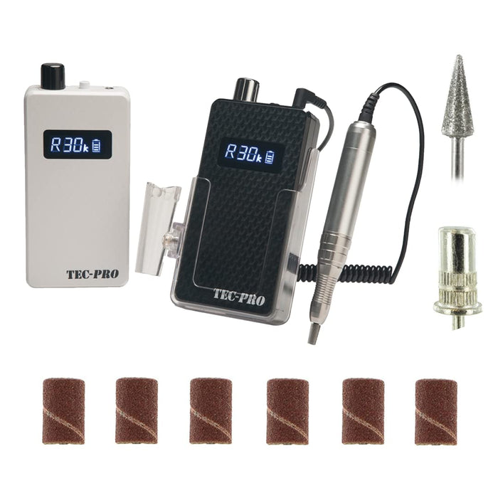 Tec-Pro Portable & Rechargeable Nail Drill  - Pearl White or Black