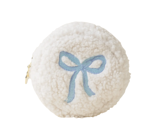 Teddy Pouch-Circle Bow Blue - Main View - the Darling Effect