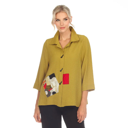 Textured Button-Front Shirt Jacket in Kiwi - 3542-KW - Size XXL Only!