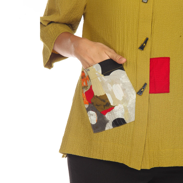 Textured Button-Front Shirt Jacket in Kiwi - 3542-KW - Size XXL Only!
