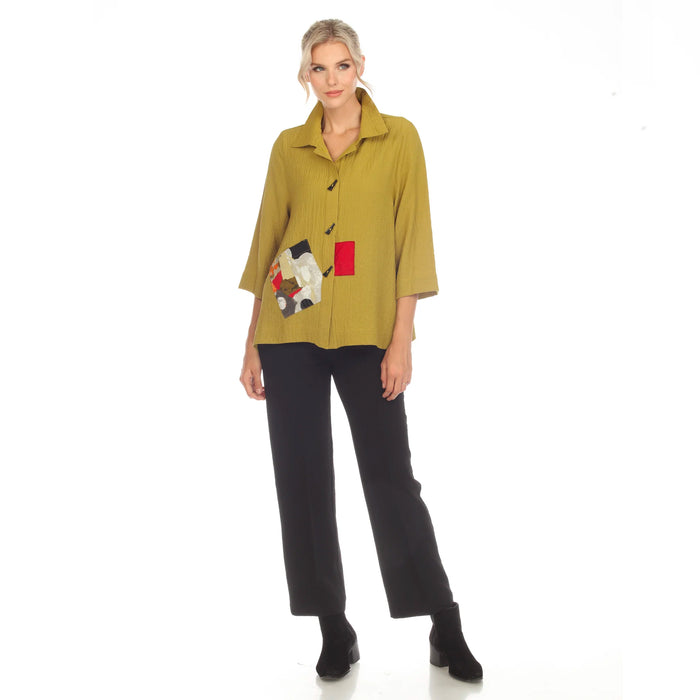 Textured Button-Front Shirt Jacket in Kiwi - 3542-KW - Size XXL Only!