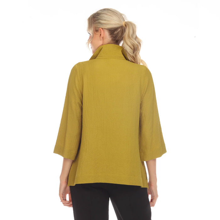 Textured Button-Front Shirt Jacket in Kiwi - 3542-KW - Size XXL Only!