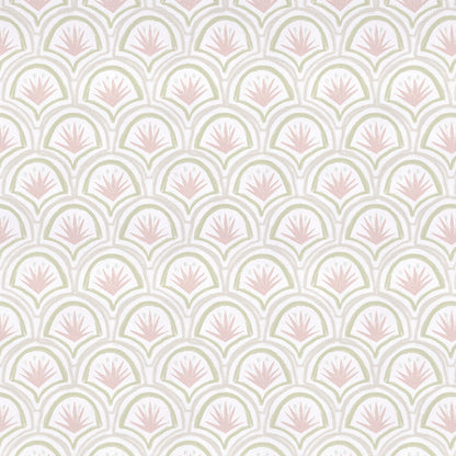 Thatcher Rose fabric in pink and green scallop print, made-to-order with short lead times, crafted in the USA