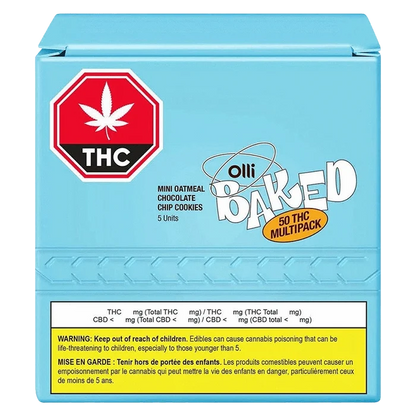 Olli Brands 5 Pack THC Mini Oatmeal Chocolate Chip Cookies Edibles