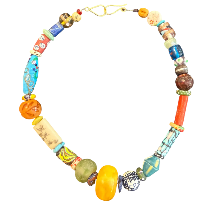 The Capri Necklace | One-of-a-Kind Artisan Mixed Bead Statement Necklace