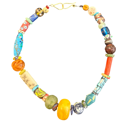 The Capri Necklace | One-of-a-Kind Artisan Mixed Bead Statement Necklace