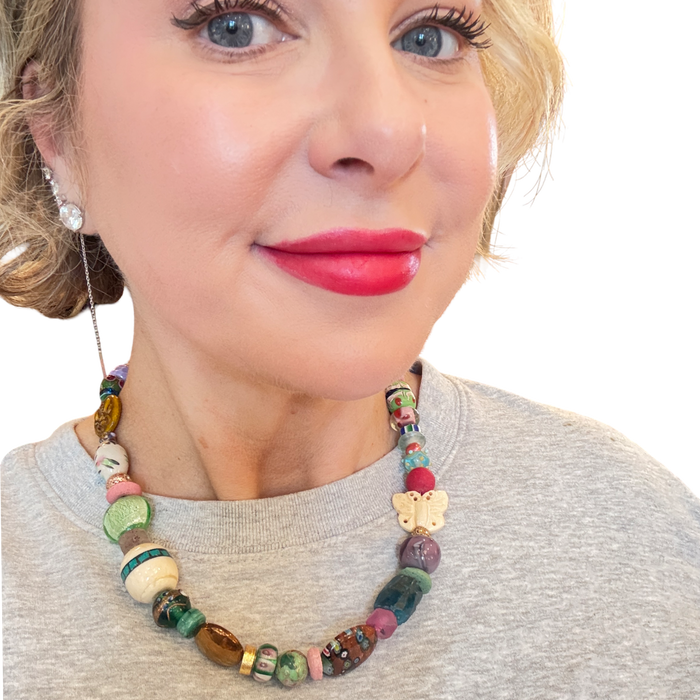 The Secret Garden Necklace | One-of-a-Kind Artisan Beaded Statement Necklace