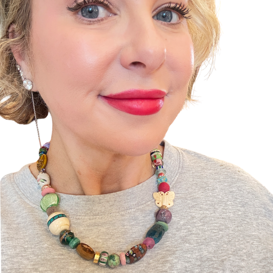 The Secret Garden Necklace | One-of-a-Kind Artisan Beaded Statement Necklace