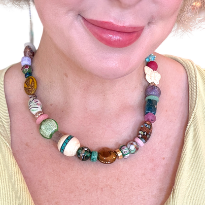 The Secret Garden Necklace | One-of-a-Kind Artisan Beaded Statement Necklace