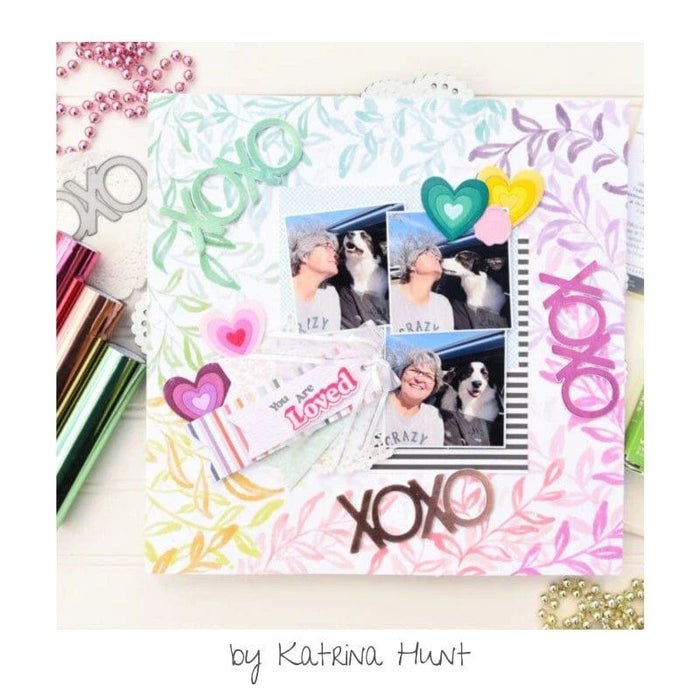 Therm-O Web - Deco Foil Hot Foil Roll - 5" x 15 ft. - Mint. Available at Embellish Away located in Bowmanville Ontario Canada. Scrapbook layout by Katrina Hunt