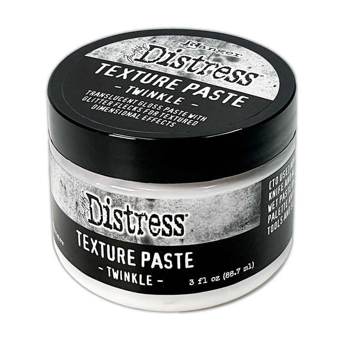 Tim Holtz - Distress Texture Paste - 3oz - Twinkle. Add texture and sparkle to Winter Holiday creations. At Embellish Away in Bowmanville Ontario Canada.
