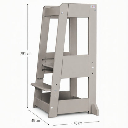 tiSsi Lernturm Felix Stormy Grey mit Maßen 40 × 91 × 45 cm