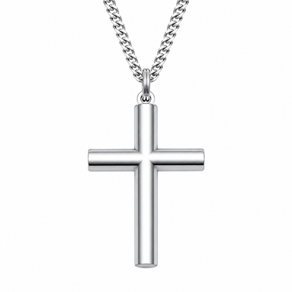 Titus Stainless Steel Plain Round Tubular Cross Pendant