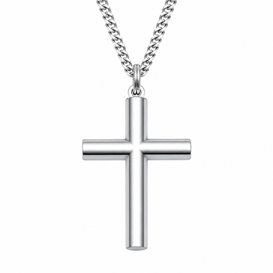 Titus Stainless Steel Plain Round Tubular Cross Pendant