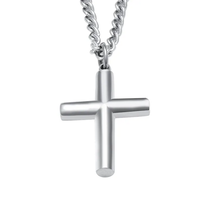 Titus Stainless Steel Plain Round Tubular Cross Pendant