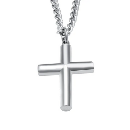 Titus Stainless Steel Plain Round Tubular Cross Pendant