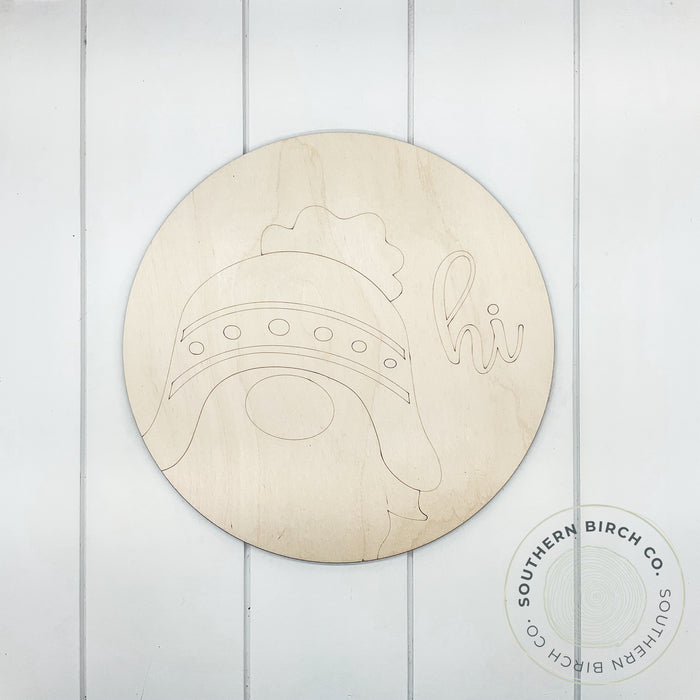 Toboggan Gnome Etched Round Blank