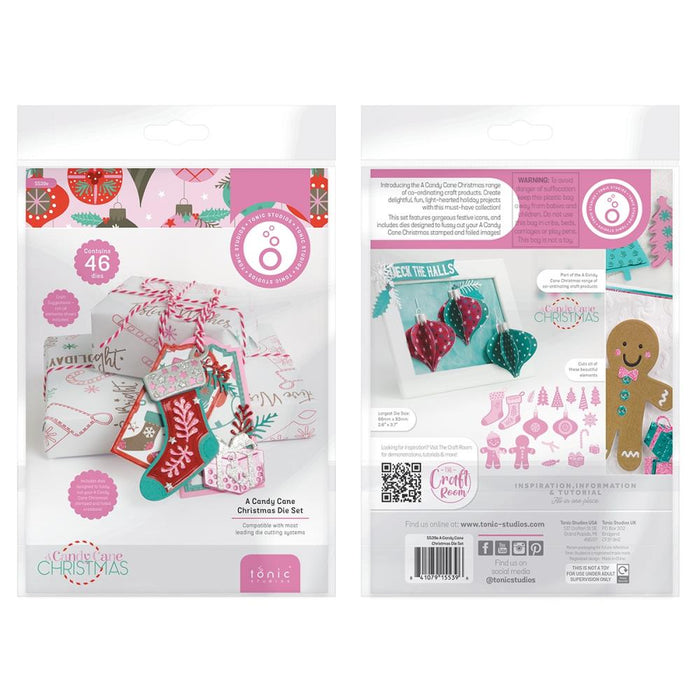 Tonic Studios - Die Set - Candy Cane Christmas. Designed with the young and young-at-heart in mind, this charming collection features delightful products for the sweet-toothed crafter! Available at Embellish Away located in Bowmanville Ontario Canada.