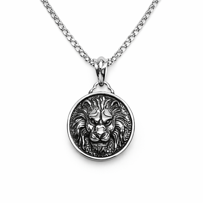 Two-Dimensional Nemean Lion Stainless Steel Pendant & Chain