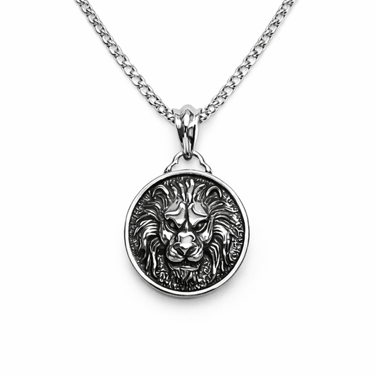 Two-Dimensional Nemean Lion Stainless Steel Pendant & Chain