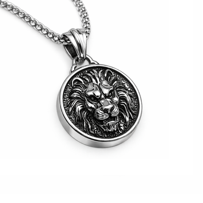 Two-Dimensional Nemean Lion Stainless Steel Pendant & Chain