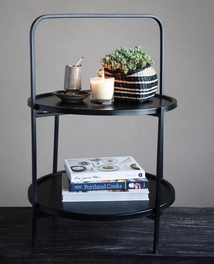 Two Tiered Metal Tray Table - Pine & Moss