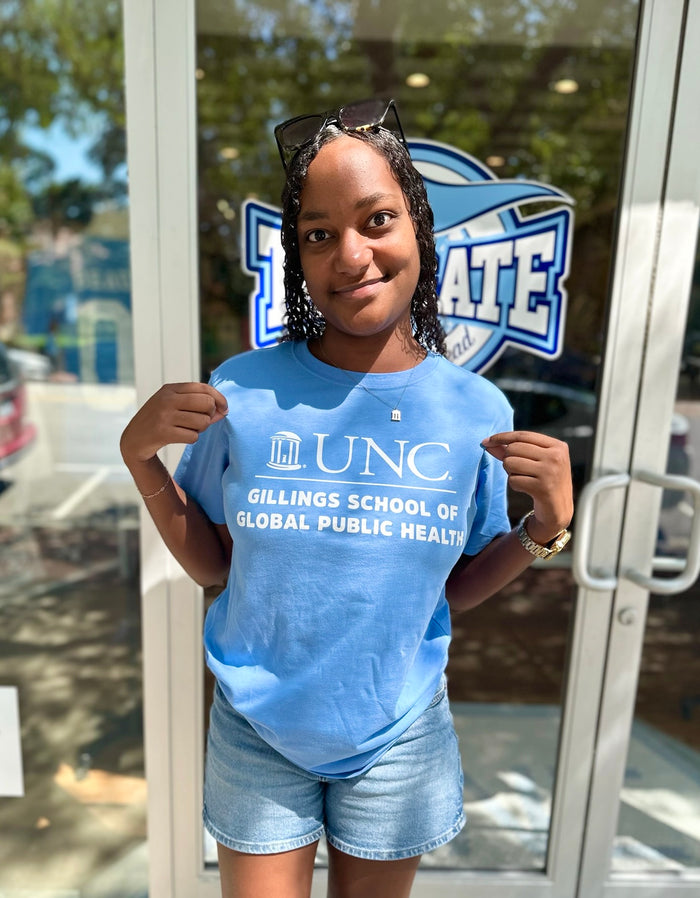 UNC Gillings School of Global Public Health T-Shirt in Carolina Blue by League - Detail View - League