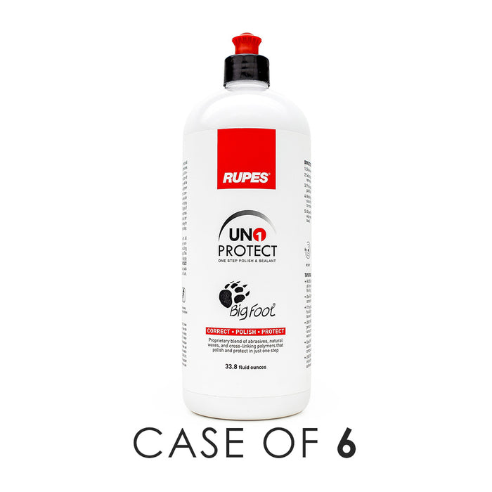 A bottle of Rupes Uno Protect on a white background with the text 'Case of 6'.