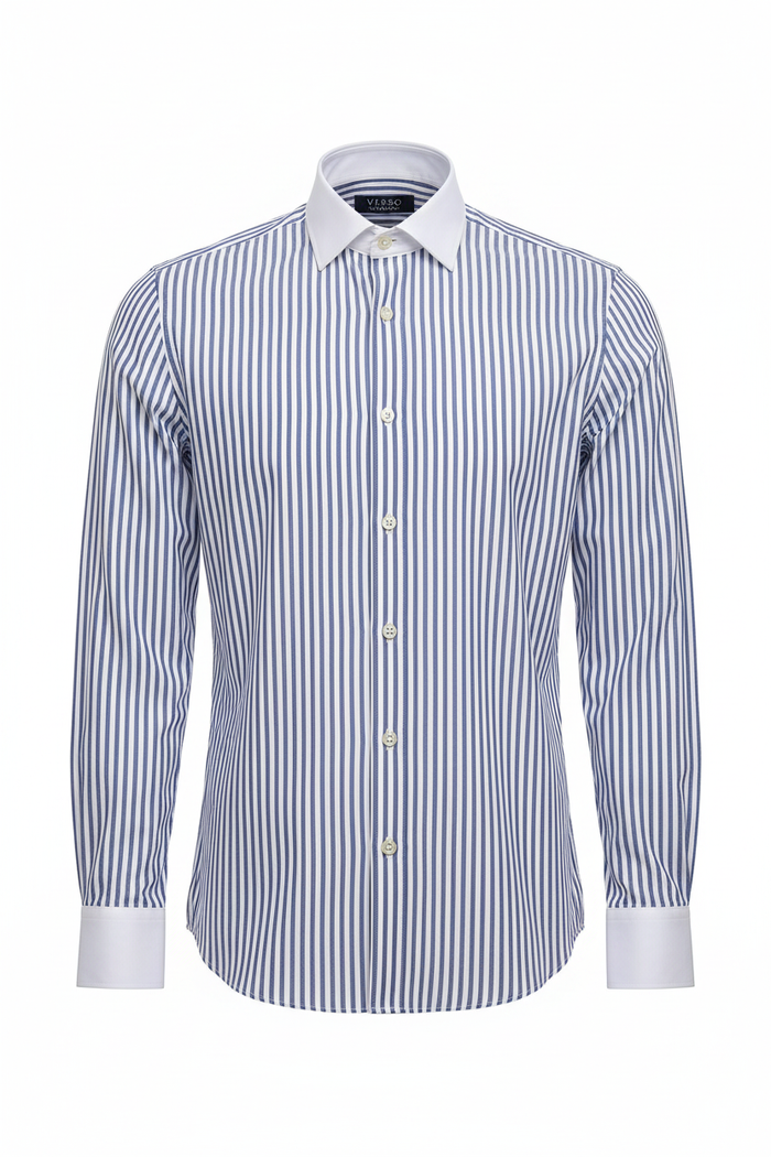 Verso Ceremony Blue Stripe Shirt - Full Length