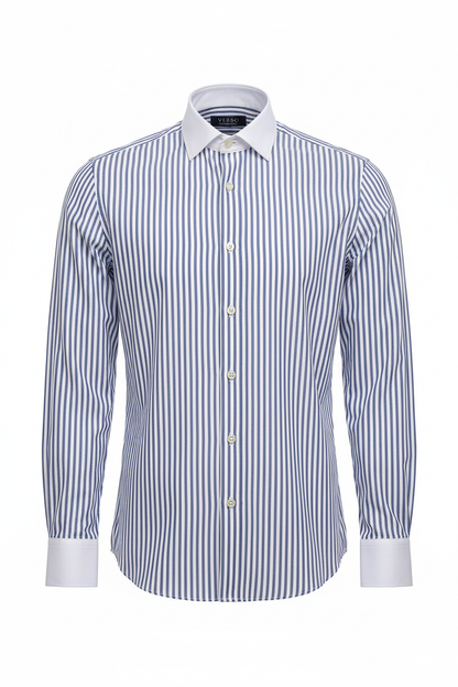 Verso Ceremony Blue Stripe Shirt - Full Length