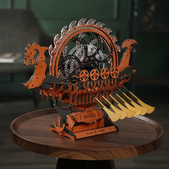 Viking Dragon Ship, Mechanical 3D Wooden Puzzle