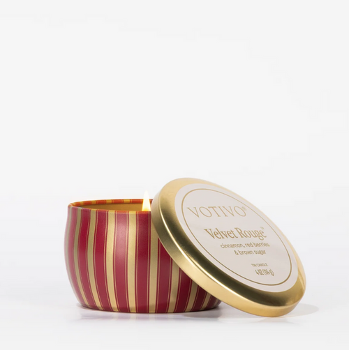Votivo Holiday Candle Tin Velvet Rouge Candles in at Wrapsody