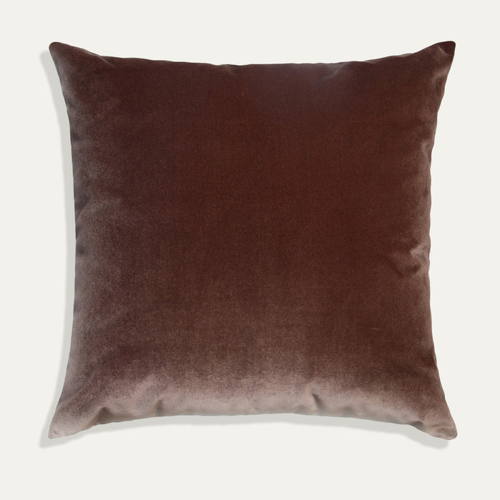 Walnut Velvet Pillow in rich brown velvet, made-to-order with quick turnaround and crafted in the USA quality materials