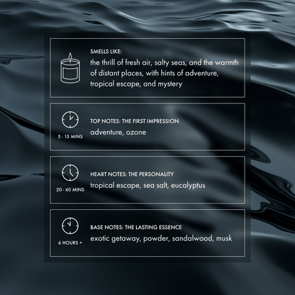 Wanderlust Candle | Black sea, sandalwood & sea salt - Footnotes Paper
