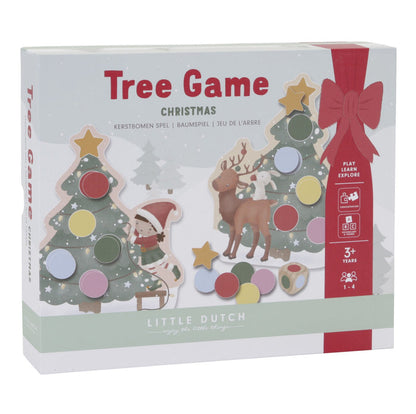 Little Dutch X-MAS Weihnachtsbaum-Spiel – Spielszene des farbenfrohen Würfelspiels für Kinder und Familien