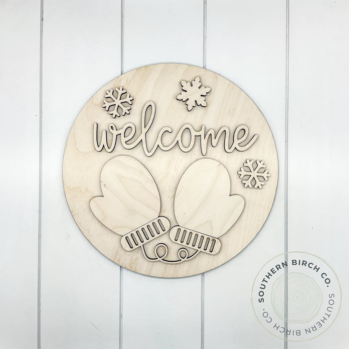 Welcome 3D Round Blank (Mittens)