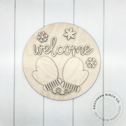 Welcome 3D Round Blank (Mittens)