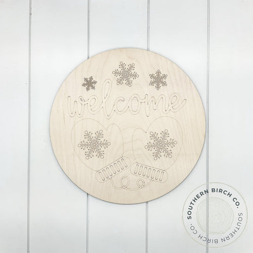 Welcome Etched Round Blank (Mittens)