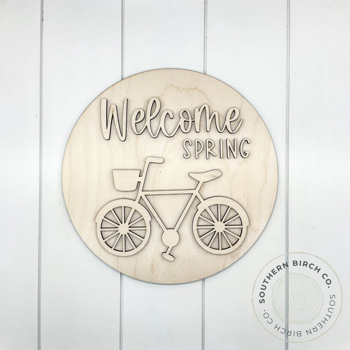 Welcome Spring 3D Round Blank (Bicycle)