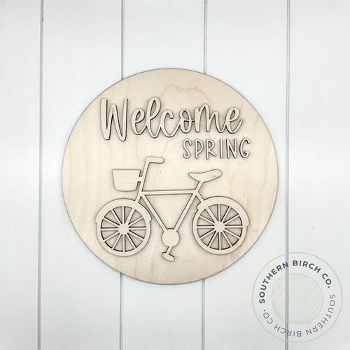Welcome Spring 3D Round Blank (Bicycle)