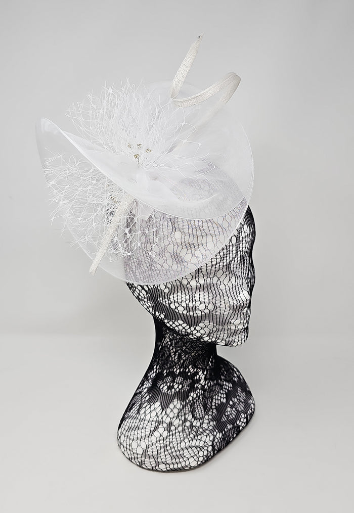 White Organza Net Hairband Fascinator