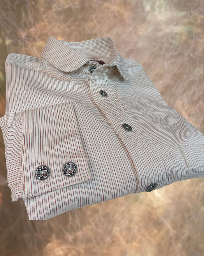 White with Burgundy Antique Stripe Men's Dakota Shirt