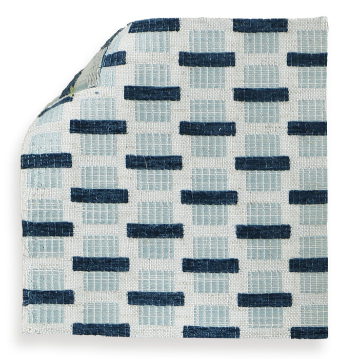 Willow Amalfi Chenille Jacquard Throw Pillow in blue and ivory, made to order in the USA with short lead times