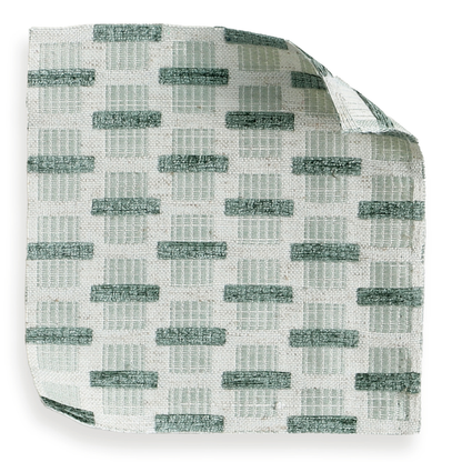Willow Mint Chenille Jacquard Roman Shade fabric sample, made-to-order in the USA with short lead times