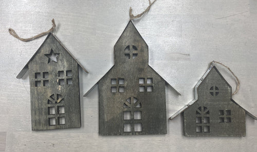 Wood Woodland House Ornaments- Choose Style - Pine & Moss