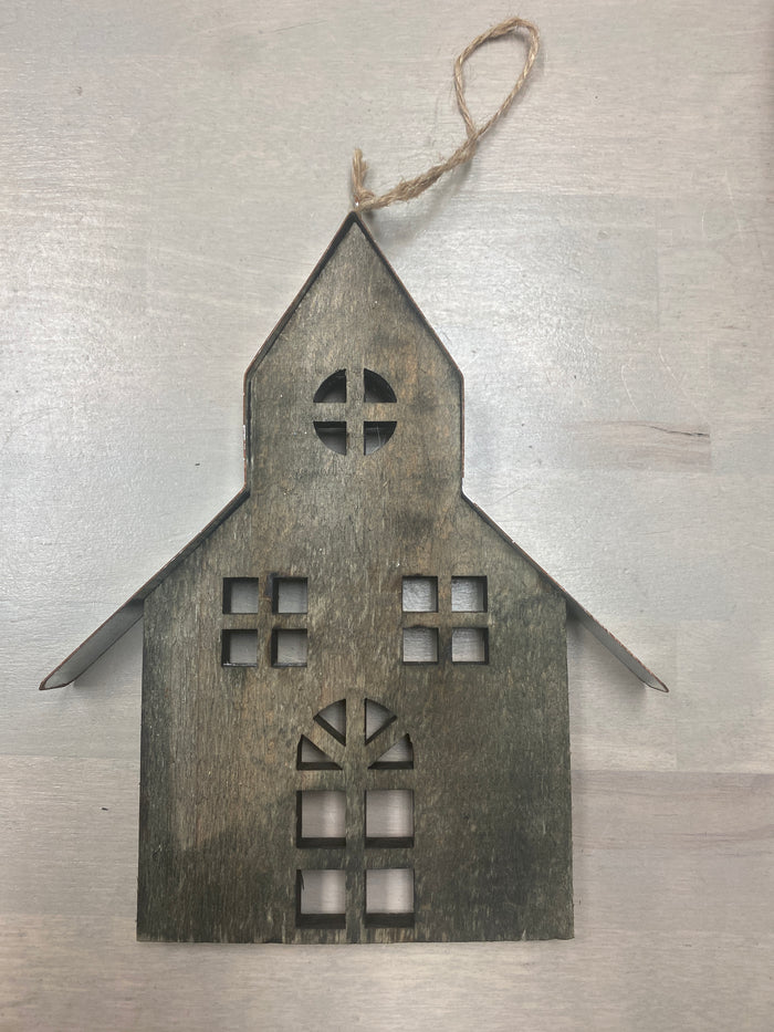 Wood Woodland House Ornaments- Choose Style - Pine & Moss